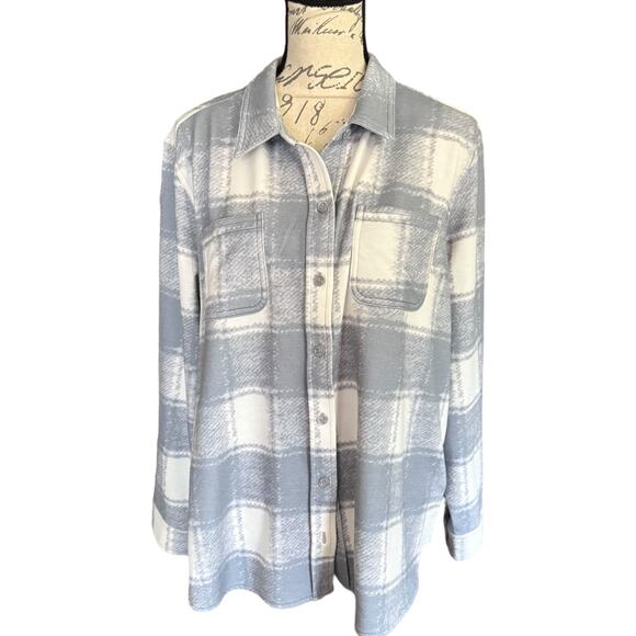 32 Degrees Heat Blue & White Cozy Knit Faux Flannel Size XL NWOT - Picture 1 of 4